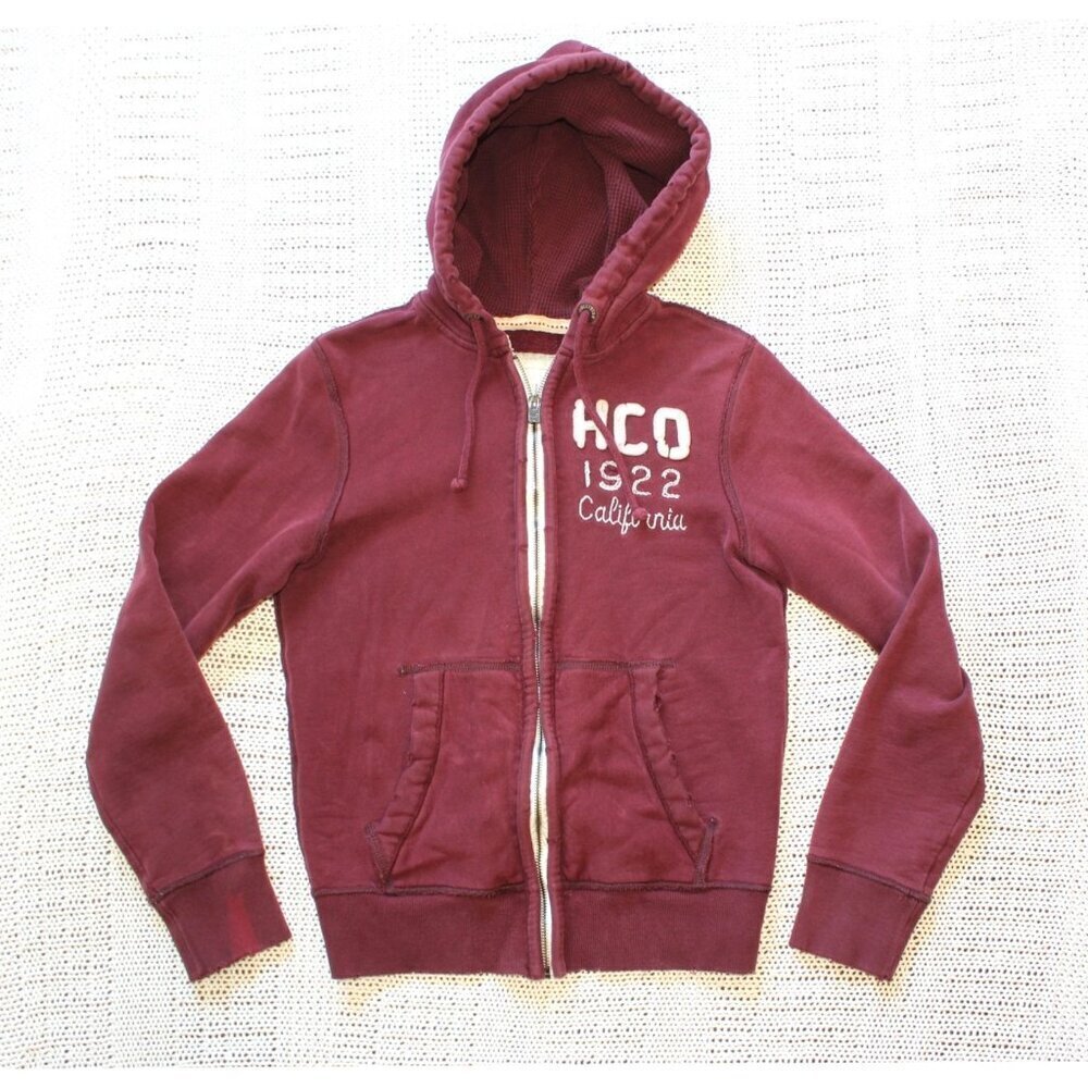 VTG Hollister HCO 1922 Hoodie Y2K Long Sleeves Sweater XS Full Zipper Pockets